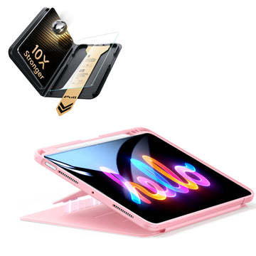 iPad Air 11インチ(M4) 2026用 Flipマグネットケース（ペンホルダー付き）＆Armorite® Proガラス保護フィルム（UltraFitトレー付き）セット - ピンク