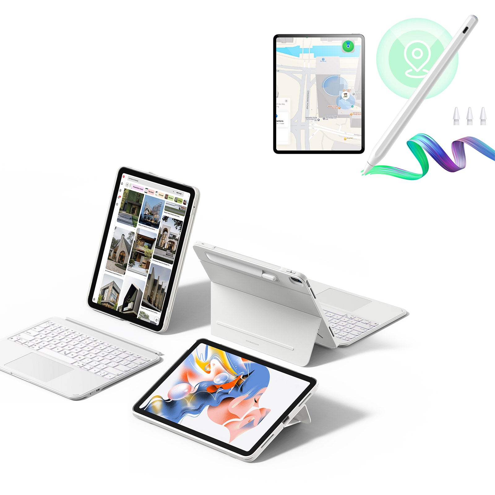 iPad Air 13インチ(M2) 2024用 Shiftキーボードケース（ホワイト）＆Find My「探す」機能対応Geoデジタルペンシル - JP配列 - ホワイト  Product type