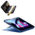 iPad Air 13インチ(M4) 2026用 Flipマグネットケース（ペンホルダー付き）＆Armorite® Proガラス保護フィルム（UltraFitトレー付き）セット - ネイビーブルー
