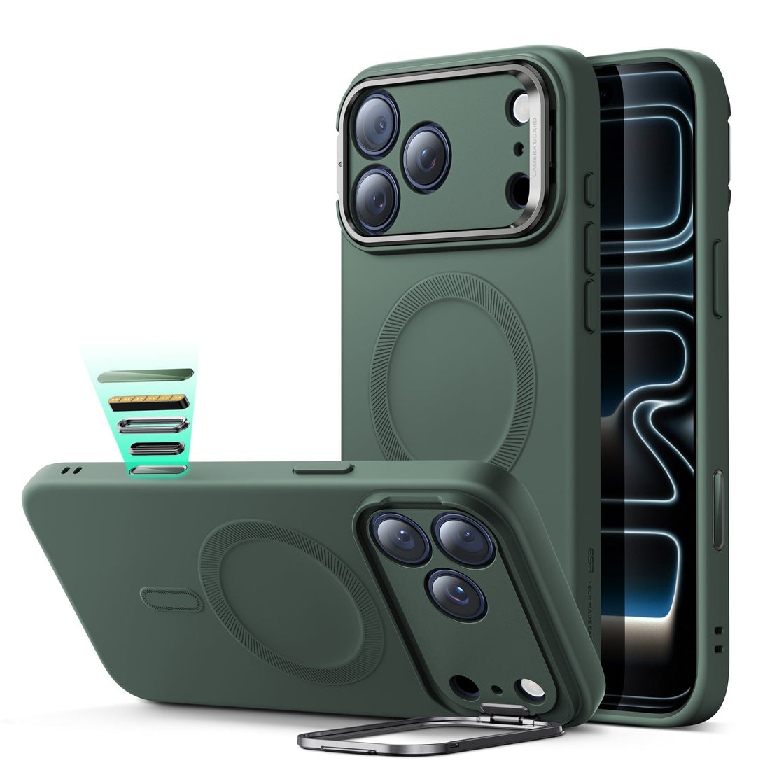 iPhone 17 Pro Cloud Soft Magnetic Case (Camera Control, Stash Stand) - Olive Green  Product type
