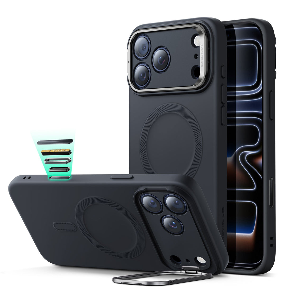 iPhone 17 Pro Max Cloud Soft Magnetic Case (Camera Control, Stash Stand) - Black  Product type