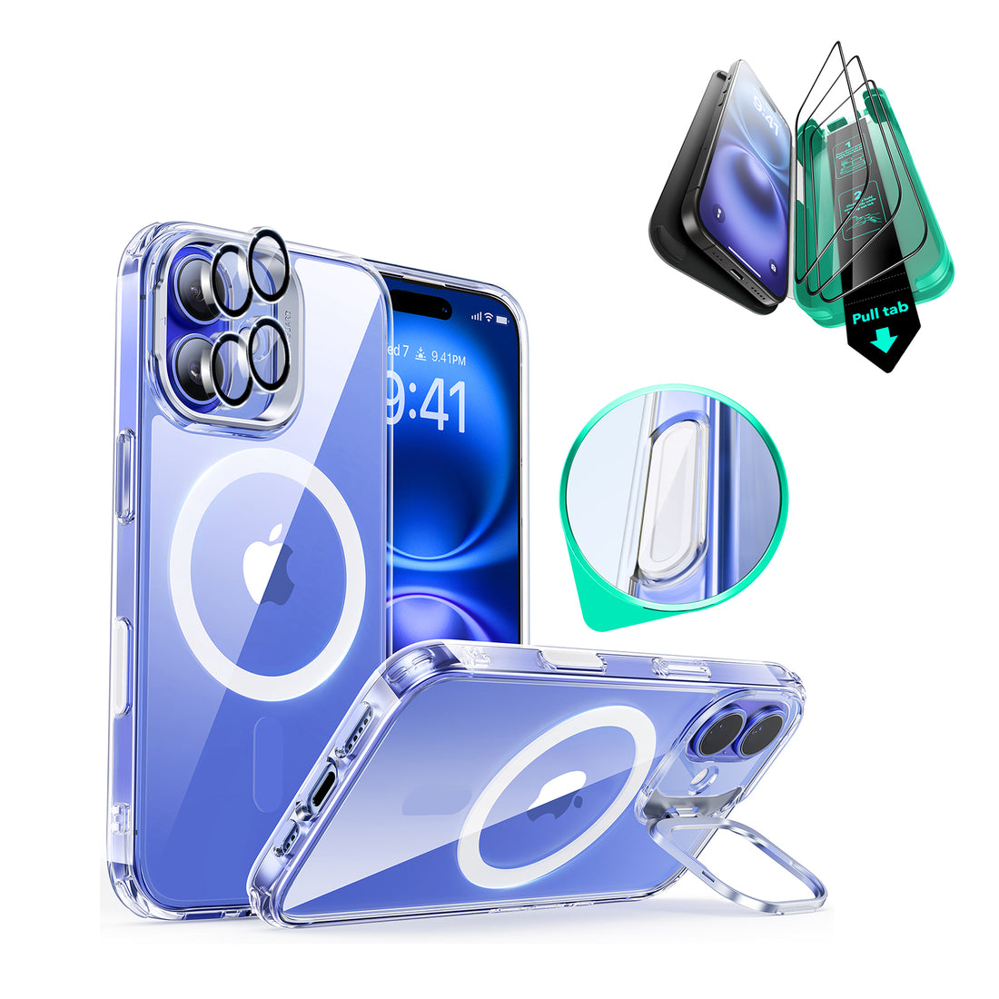iPhone 16 Classic Hybrid Magnetic Case Protection Bundle (Camera Control, Stash Stand) - Clear  Product type