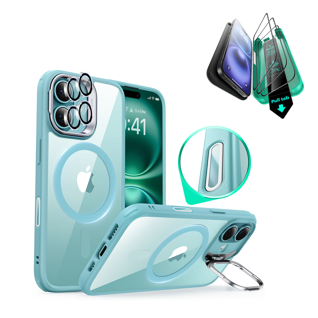 iPhone 16 Classic Hybrid Magnetic Case Protection Bundle (Camera Control, Stash Stand) - Clear Green  Product type