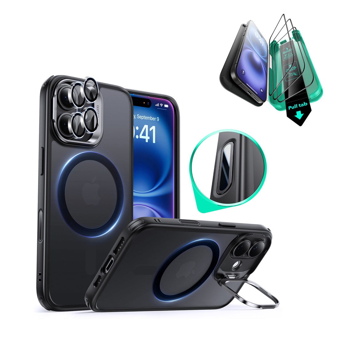 iPhone 16 Classic Hybrid Case Magnetic Protection Bundle (Camera Control, Stash Stand) - Frosted Black  Product type