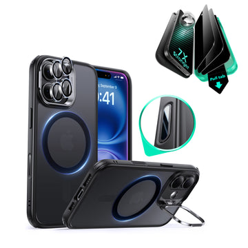 iPhone 16 Classic Hybrid Magnetic Case (Camera Control, Stash Stand) & Privacy Screen Protector Bundle - Frosted Black  Product type