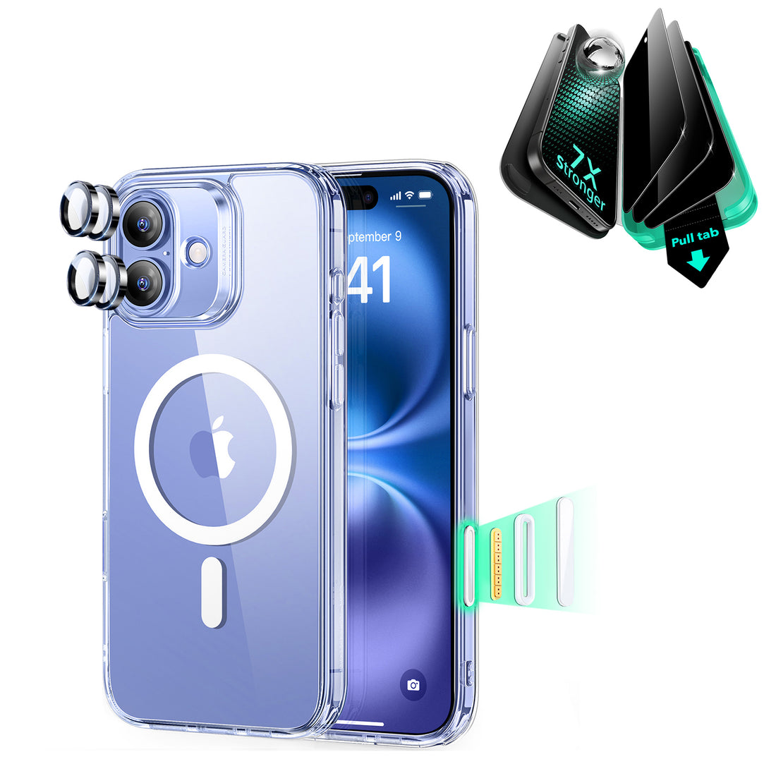 iPhone 16 Classic Hybrid Magnetic Case (Camera Control) & Privacy Screen Protector Bundle - Clear  Product type