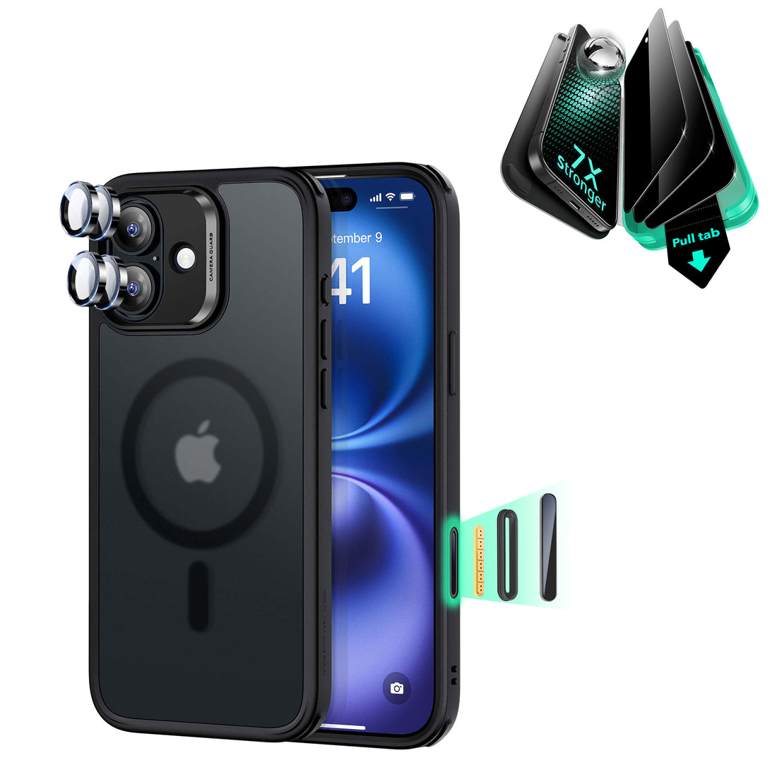 iPhone 16 Classic Hybrid Magnetic Case (Camera Control) & Privacy Screen Protector Bundle - Frosted Black  Product type