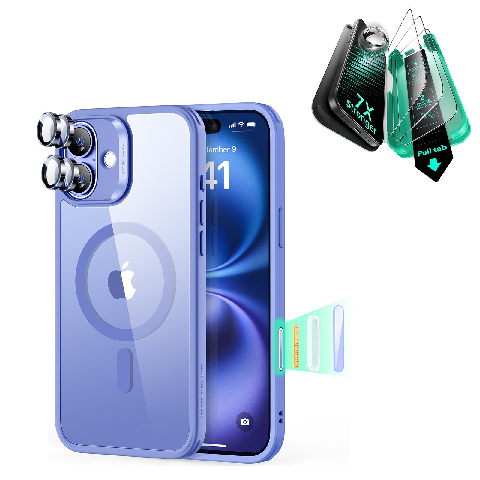 iPhone 16 Classic Hybrid Magnetic Case (Camera Control) & Screen Protection Bundle - Clear Blue  Product type