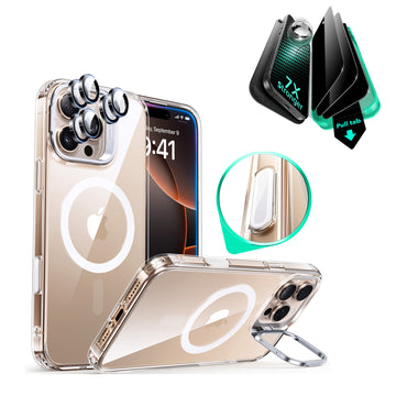 iPhone 16 Pro Max Classic Hybrid Magnetic Case (Camera Control, Stash Stand) & Privacy Screen Protector Bundle - Clear  Product type