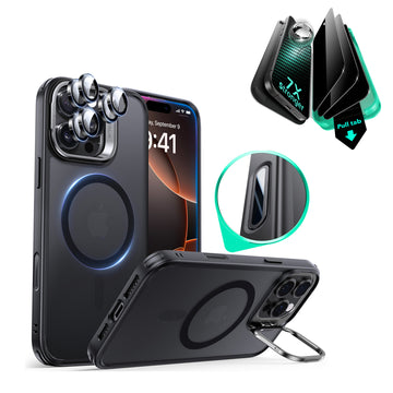 iPhone 16 Pro Classic Hybrid Magnetic Case (Camera Control, Stash Stand) & Privacy Screen Protector Bundle - Frosted Black  Product type