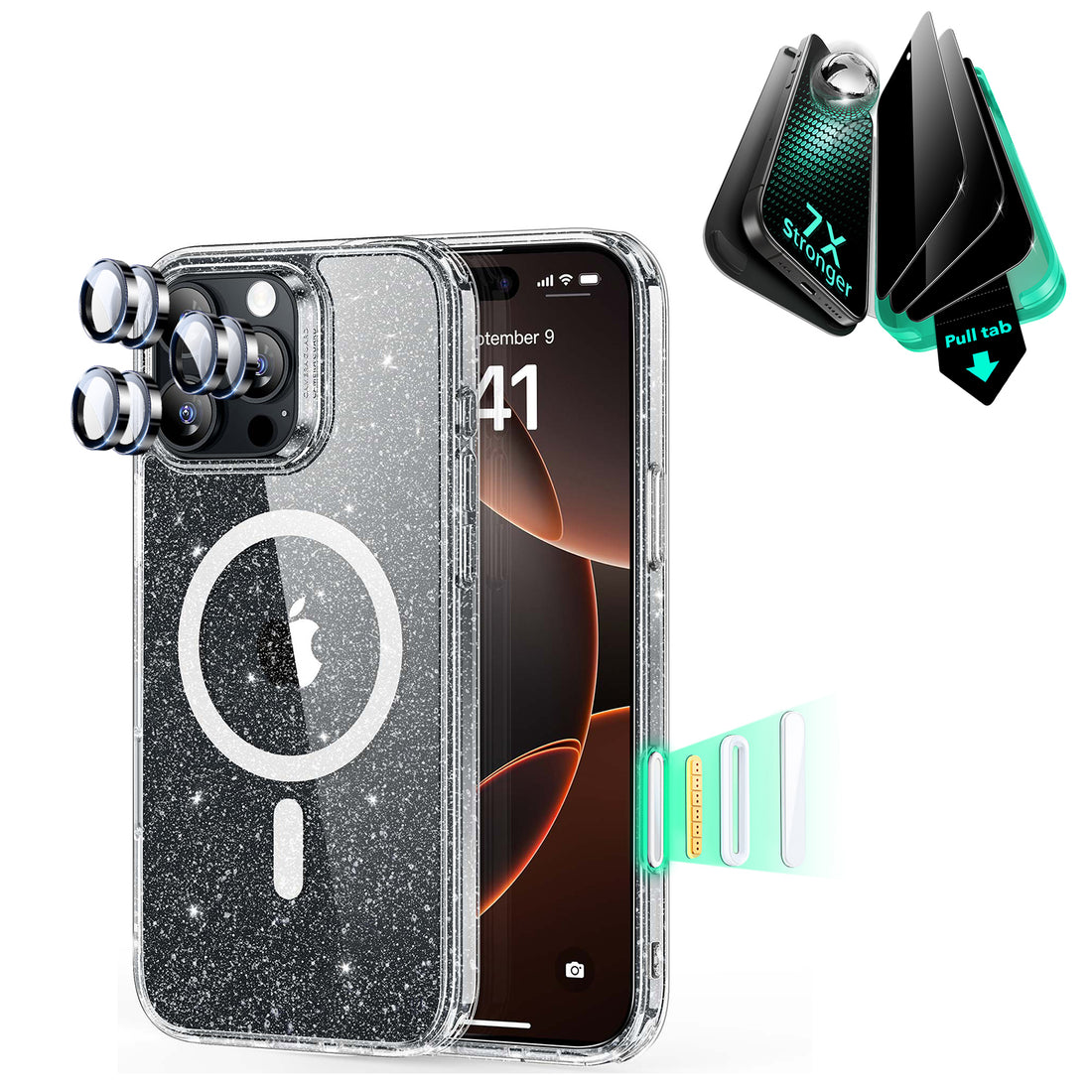 iPhone 16 Pro Classic Hybrid Magnetic Case (Camera Control) & Privacy Screen Protector Bundle - Clear Shimmer  Product type
