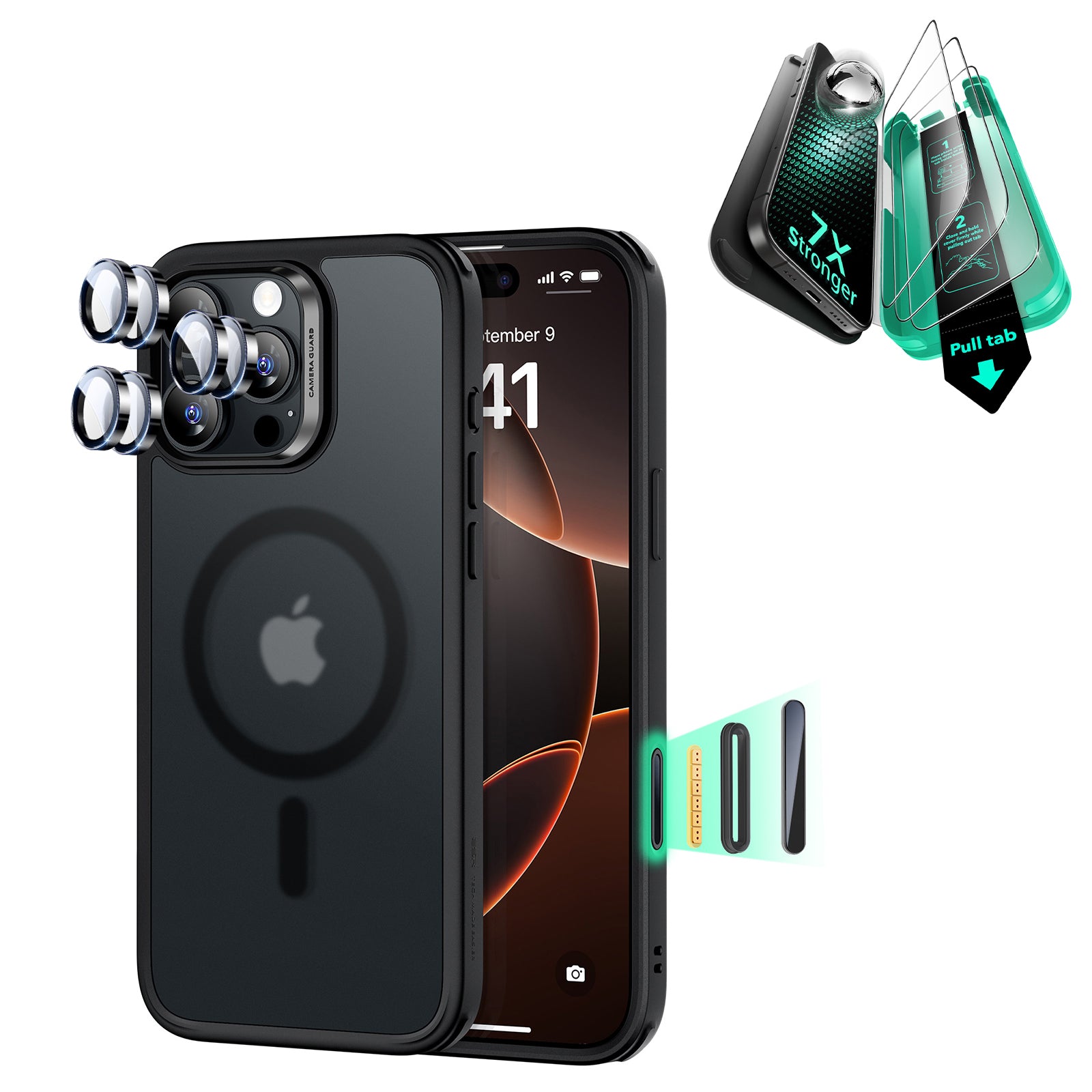 iPhone 16 Pro Classic Hybrid Magnetic Case (Camera Control) & Screen Protection Bundle - Frosted Black  Product type