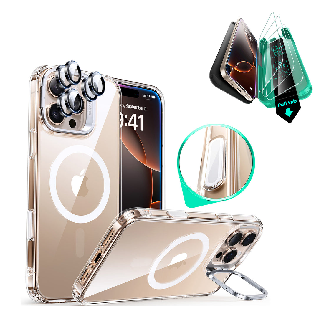 iPhone 16 Pro Max Classic Hybrid Magnetic Case Protection Bundle (Camera Control, Stash Stand) - Clear  Product type