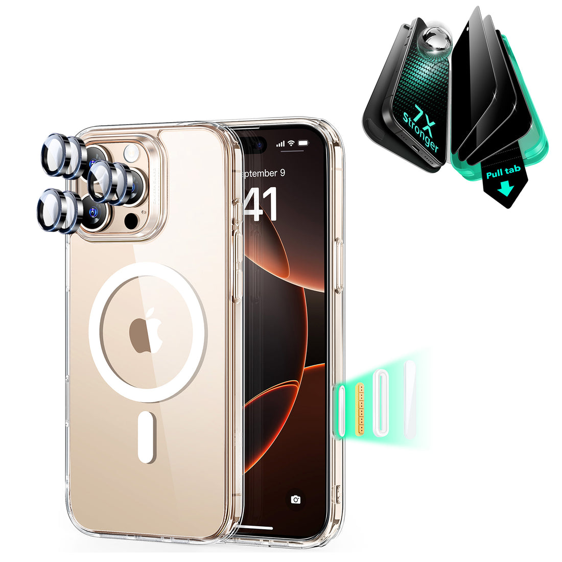 iPhone 16 Pro Max Classic Hybrid Magnetic Case (Camera Control) & Privacy Screen Protector Bundle - Clear  Product type
