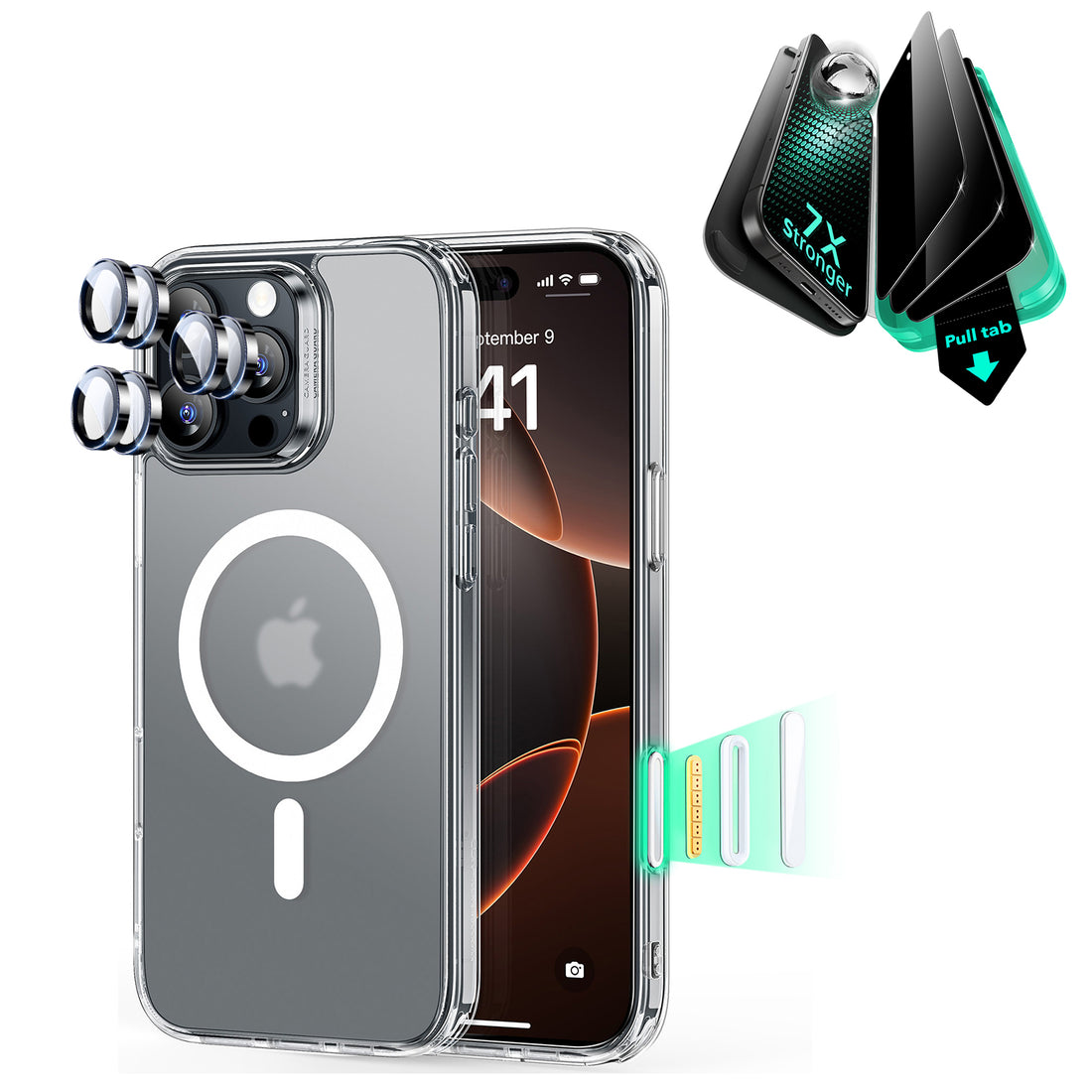 iPhone 16 Pro Max Classic Hybrid Magnetic Case (Camera Control) & Privacy Screen Protector Bundle - Frosted Clear  Product type