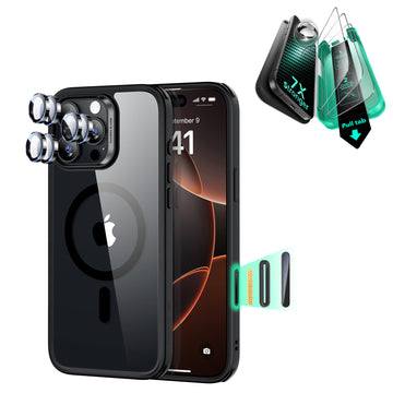 iPhone 16 Pro Max Classic Hybrid Magnetic Case (Camera Control) & Screen Protection Bundle - Clear Black  Product type