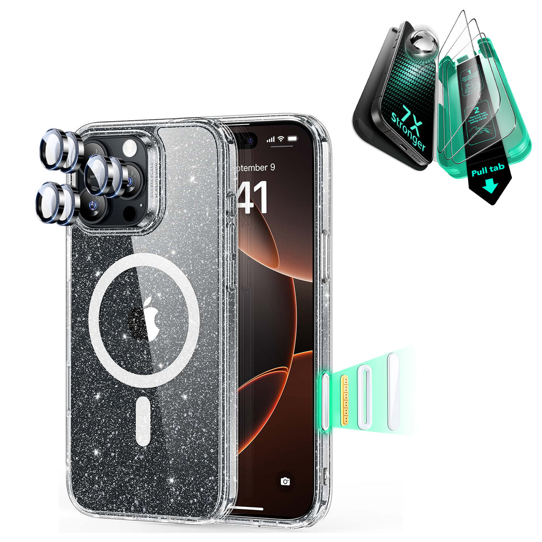 iPhone 16 Pro Max Classic Hybrid Magnetic Case (Camera Control) & Screen Protection Bundle - Clear Shimmer  Product type