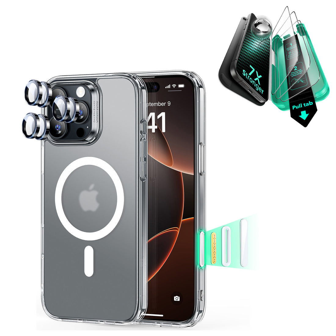 iPhone 16 Pro Max Classic Hybrid Magnetic Case (Camera Control) & Screen Protection Bundle - Frosted Clear  Product type