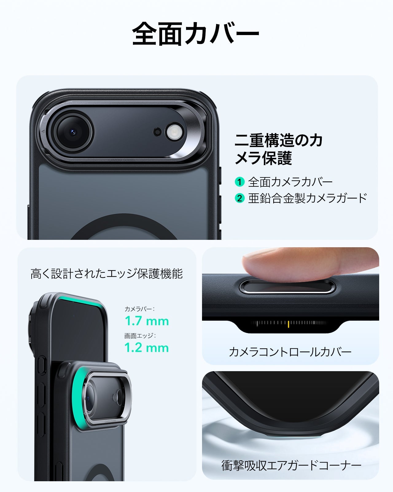 iPhone 17 Air Classic Hybrid Magnetic Case (Camera Control, Stash Stand) - Frosted Black  Product type