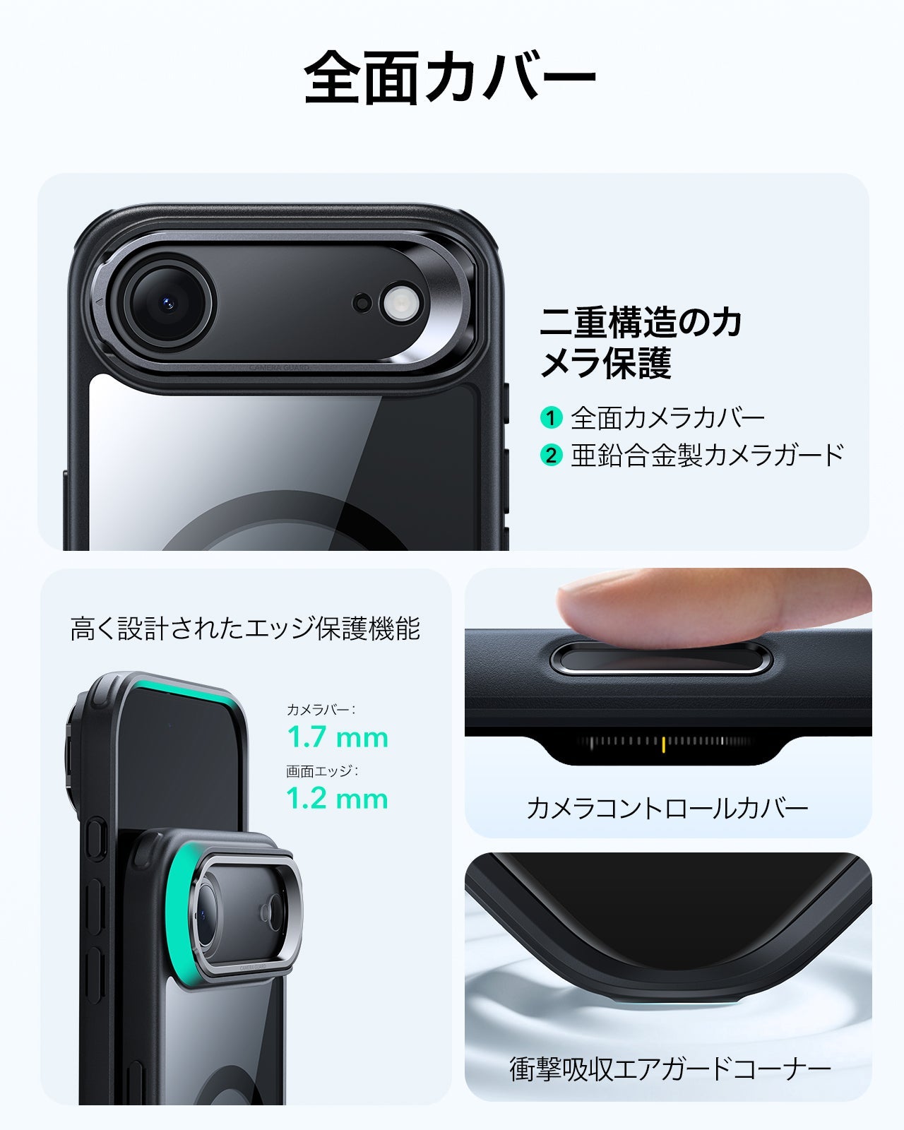 iPhone 17 Air Classic Hybrid Magnetic Case (Camera Control, Stash Stand) - Clear Black  Product type