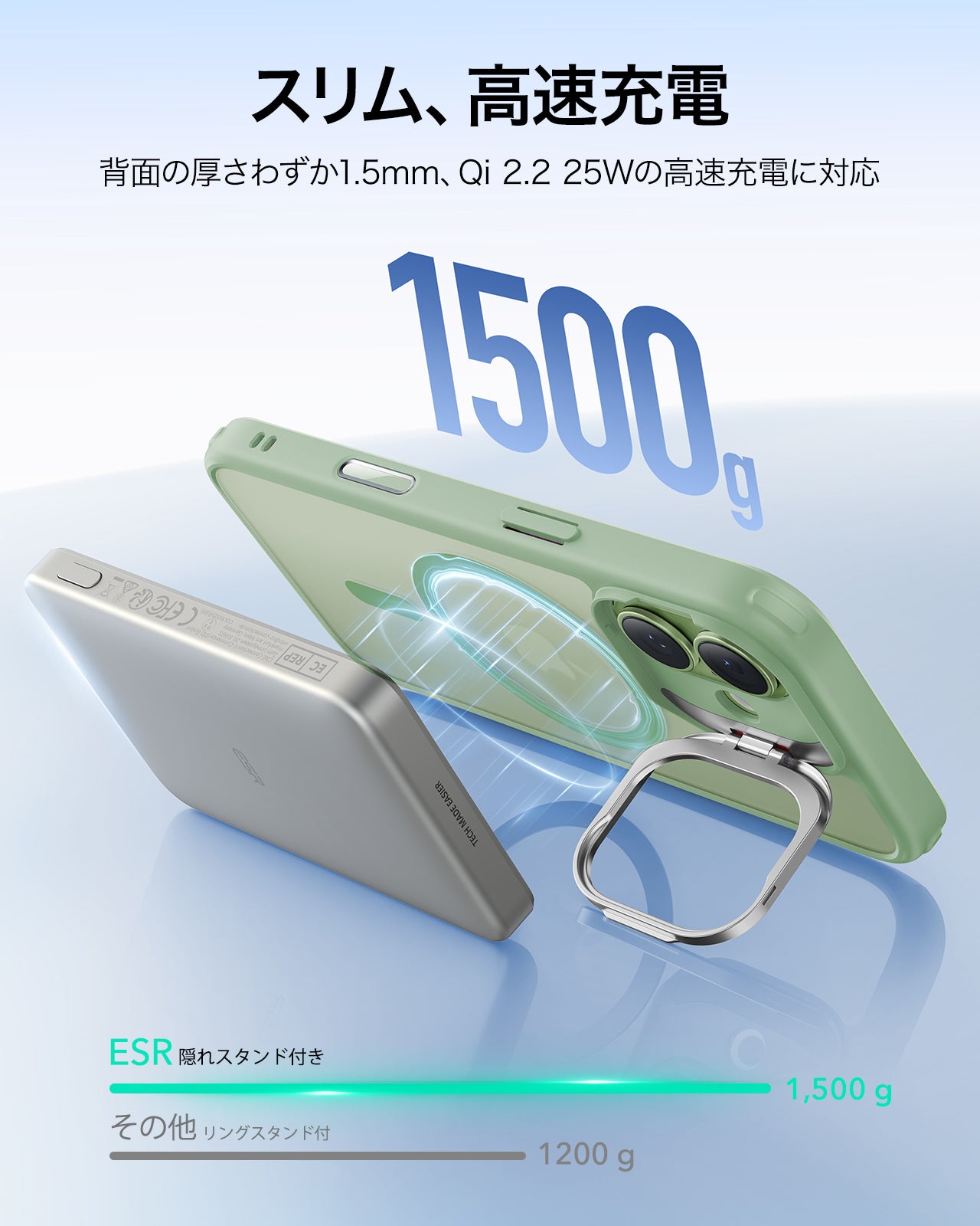 iPhone 17 Classic Hybrid Magnetic Case (Camera Control, Stash Stand) - Frosted Light Green  Product type