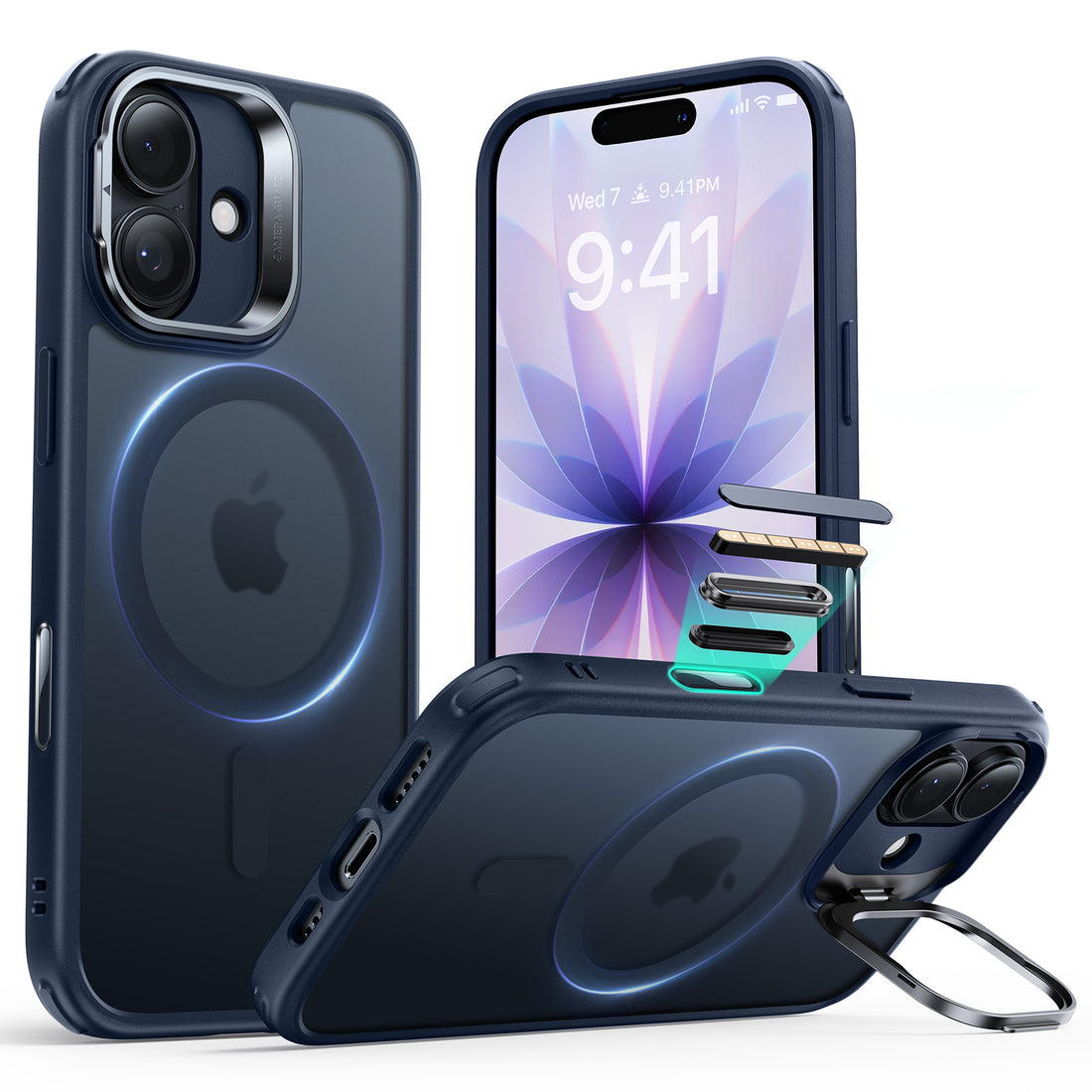 iPhone 17 Classic Hybrid Magnetic Case (Camera Control, Stash Stand) - Frosted Blue  Product type