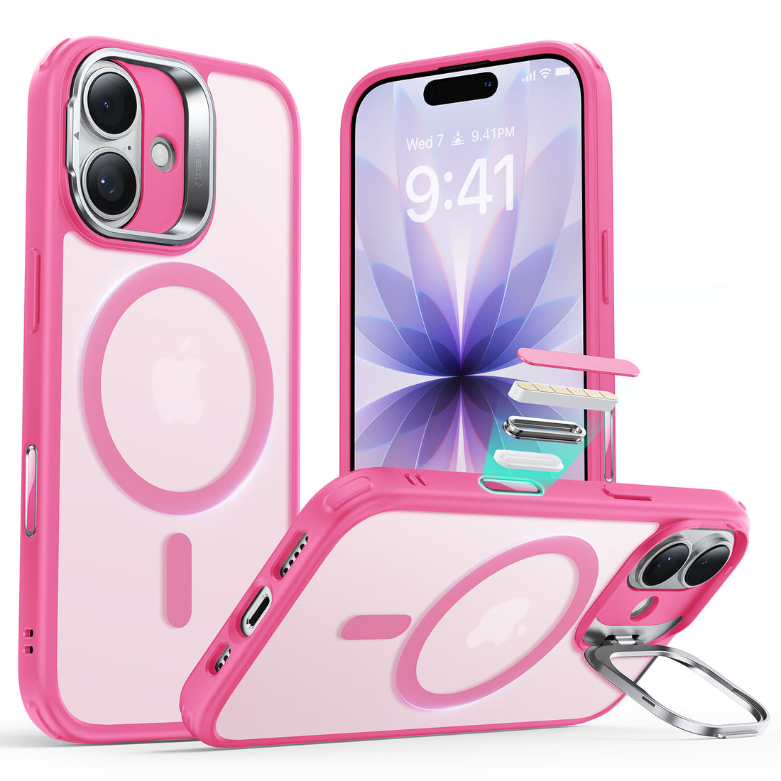 iPhone 17 Classic Hybrid Magnetic Case (Camera Control, Stash Stand) - Frosted Pink  Product type