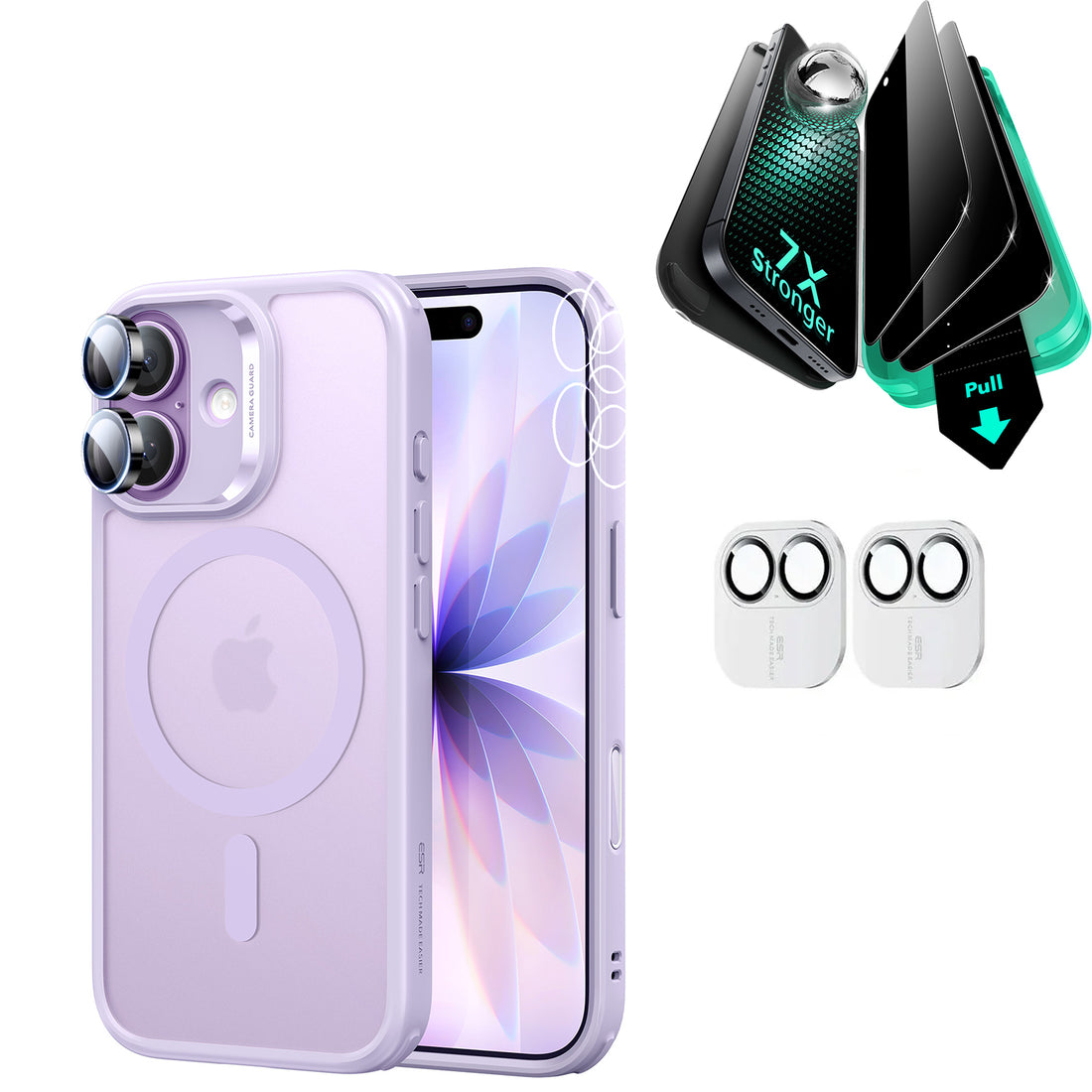 iPhone 17 Bundle Classic Hybrid Magnetic Case (Camera Control) and Armorite Privacy Screen Protector - Frosted Light Purple  Product type