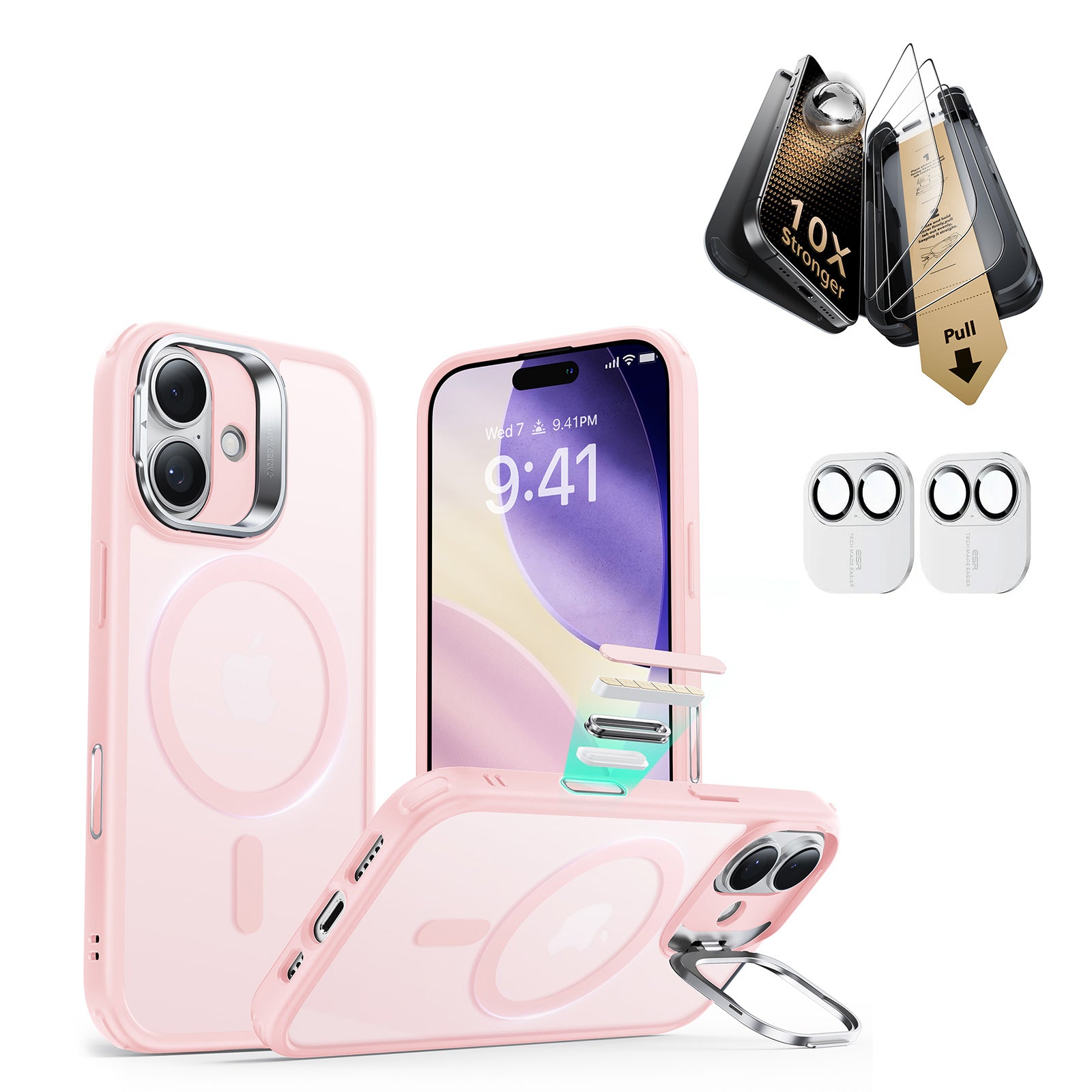 iPhone 17 Bundle Classic Hybrid Magnetic Case (Camera Control, Stash Stand) and Armorite Pro Screen Protector - Frosted Bubblegum Pink  Product type