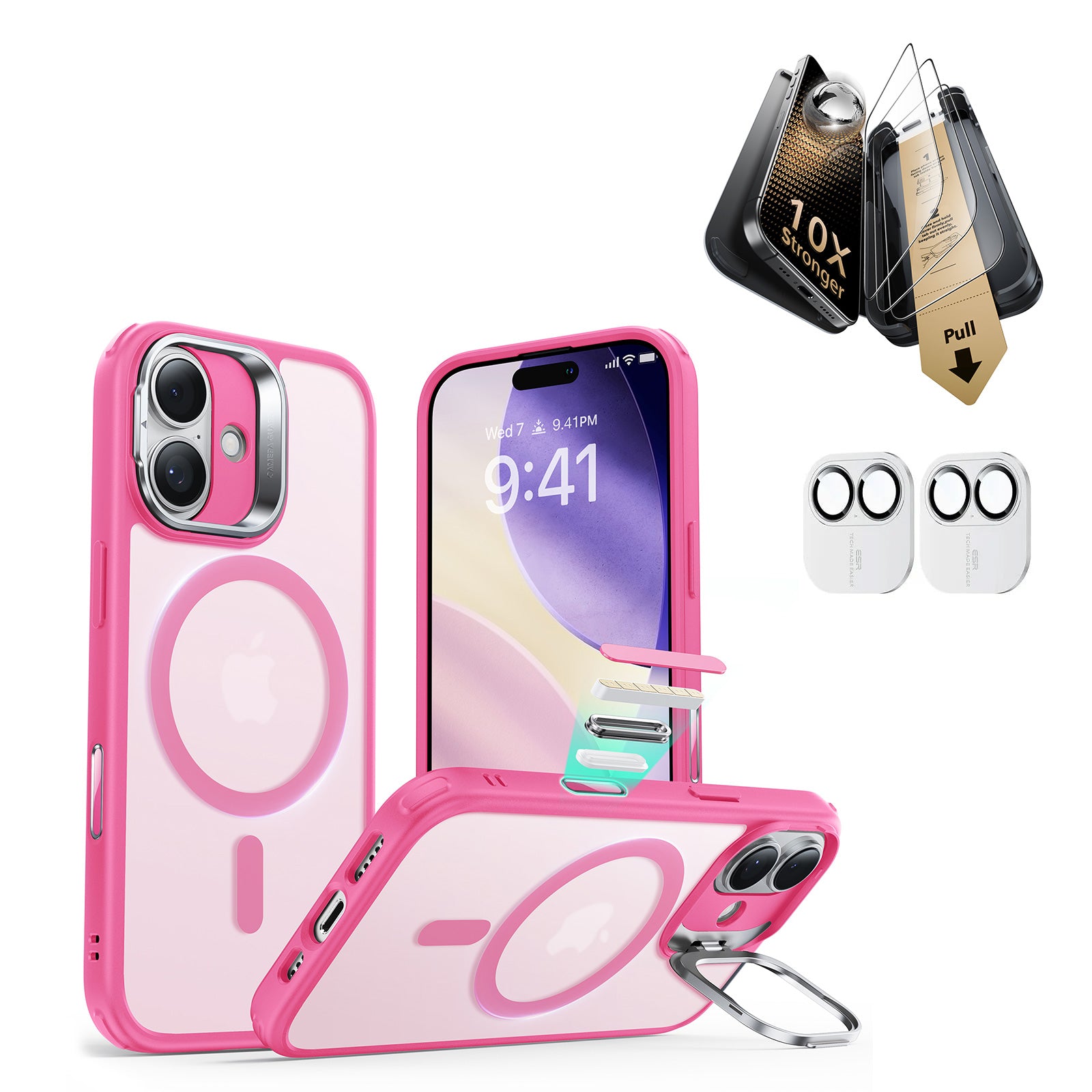 iPhone 17 Bundle Classic Hybrid Magnetic Case (Camera Control, Stash Stand) and Armorite Pro Screen Protector - Frosted Pink  Product type