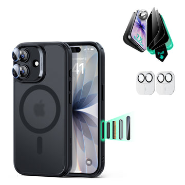 iPhone 17 Bundle Classic Hybrid Magnetic Case (Camera Control) and Armorite Privacy Screen Protector - Frosted Black