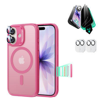 iPhone 17 Bundle Classic Hybrid Magnetic Case (Camera Control) and Armorite Privacy Screen Protector - Frosted Pink