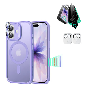 iPhone 17 Bundle Classic Hybrid Magnetic Case (Camera Control) and Armorite Privacy Screen Protector - Frosted Purple