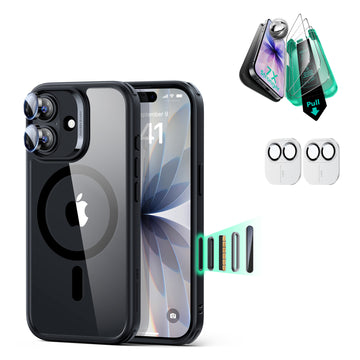 iPhone 17 Bundle Classic Hybrid Magnetic Case (Camera Control) and Armorite Screen Protector - Clear Black