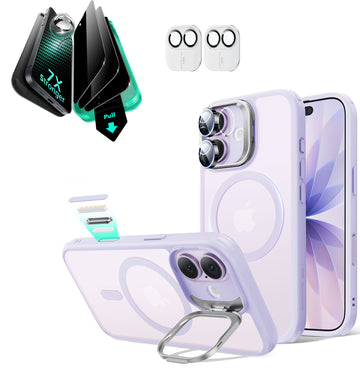 iPhone 17 Bundle Classic Hybrid Magnetic Case (Camera Control, Stash Stand) and Armorite Privacy Screen Protector - Frosted Light Purple  Product type