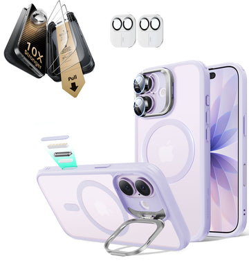 iPhone 17 Bundle Classic Hybrid Magnetic Case (Camera Control, Stash Stand) and Armorite Pro Screen Protector - Frosted Light Purple  Product type