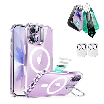 iPhone 17 Bundle Classic Hybrid Magnetic Case (Camera Control, Stash Stand) and Armorite Screen Protector - Clear  Product type