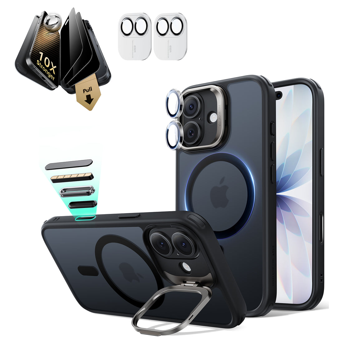iPhone 17 Bundle Classic Hybrid Magnetic Case (Stash Stand) and Armorite Pro Privacy Screen Protector - Frosted Black  Product type