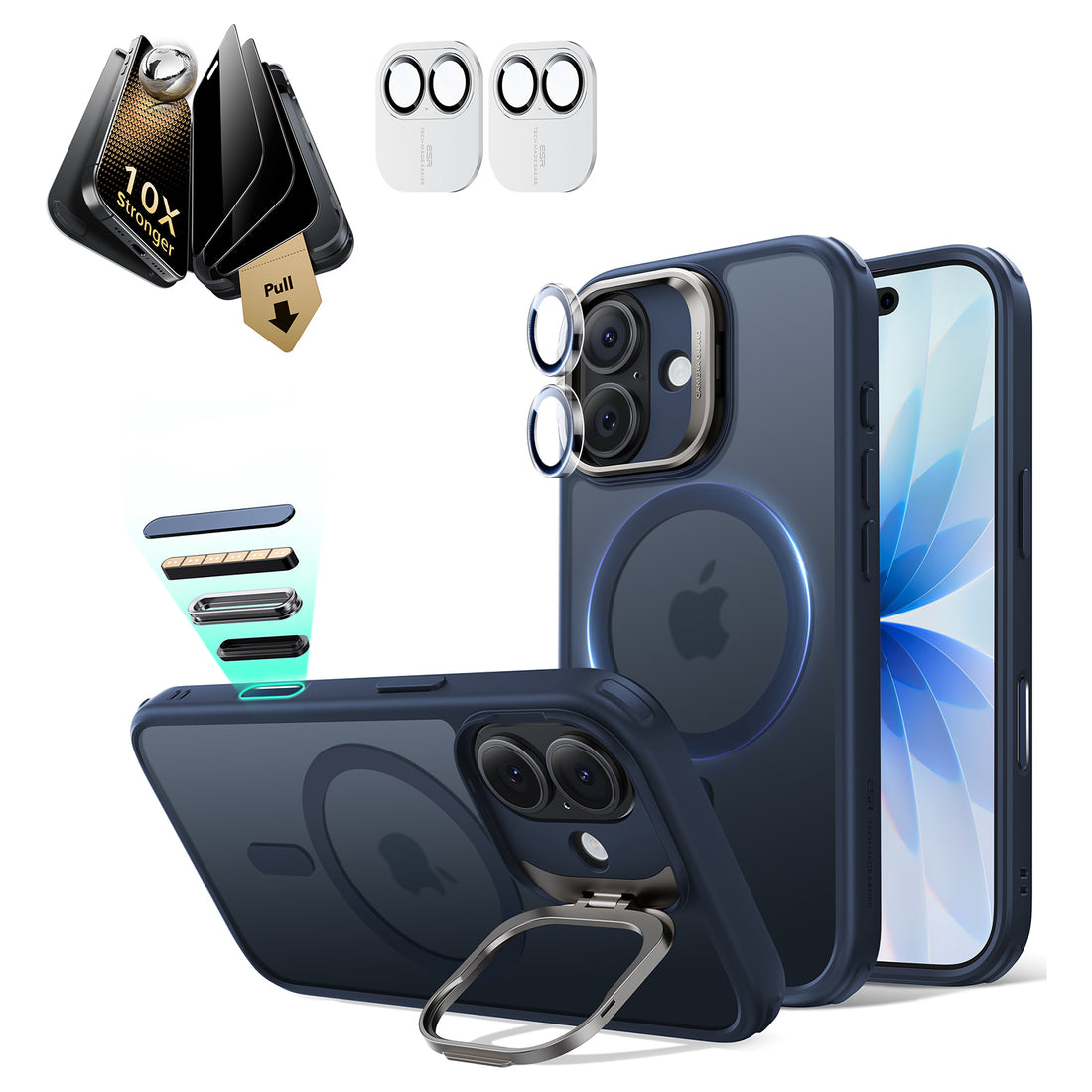 iPhone 17 Bundle Classic Hybrid Magnetic Case (Stash Stand) and Armorite Pro Privacy Screen Protector - Frosted Blue  Product type