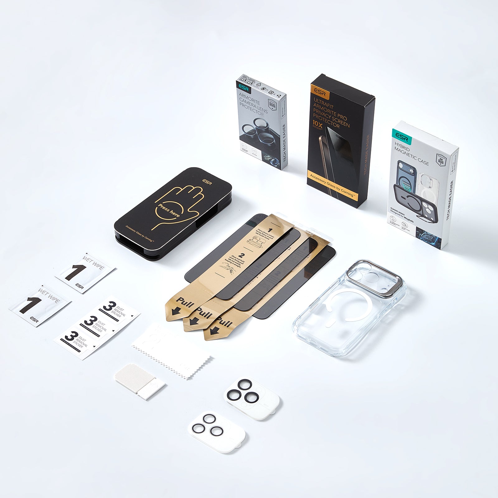 iPhone 17 Bundle Classic Hybrid Magnetic Case (Stash Stand) and Armorite Pro Privacy Screen Protector - Frosted Light Green  Product type