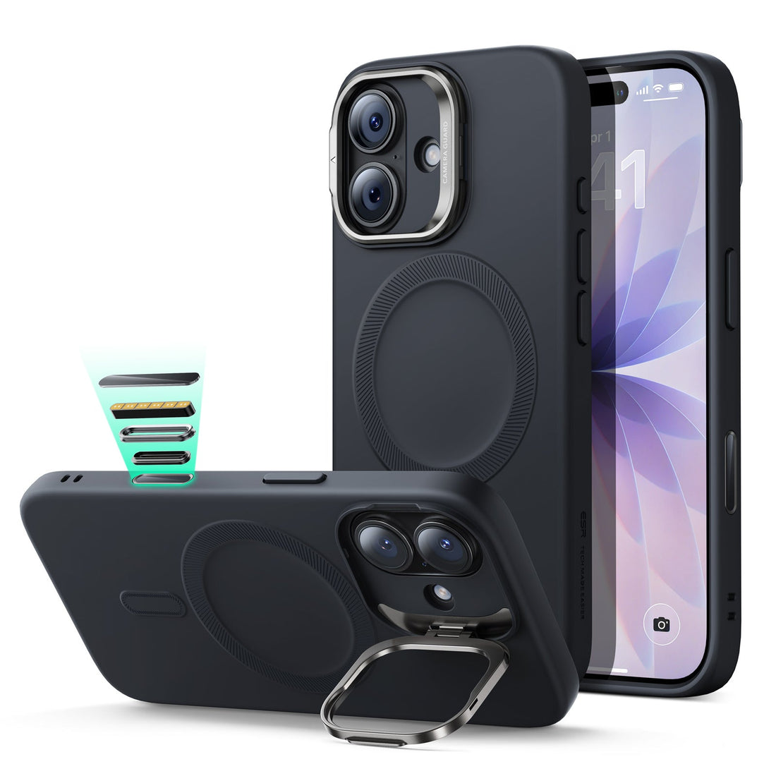 iPhone 17 Cloud Soft Magnetic Case (Camera Control, Stash Stand) - Black  Product type