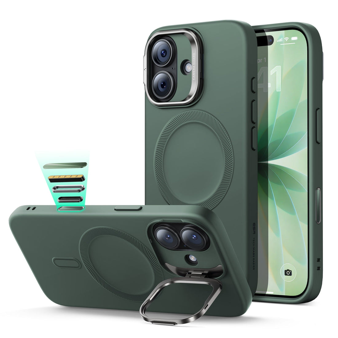 iPhone 17 Cloud Soft Magnetic Case (Camera Control, Stash Stand) - Olive Green  Product type