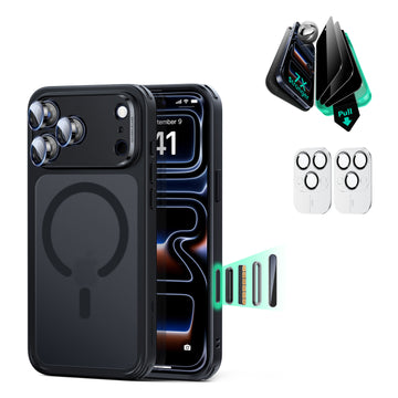 iPhone 17 Pro Bundle Classic Hybrid Magnetic Case (Camera Control) and Armorite Privacy Screen Protector - Frosted Black