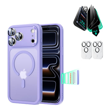 iPhone 17 Pro Bundle Classic Hybrid Magnetic Case (Camera Control) and Armorite Privacy Screen Protector - Frosted Purple