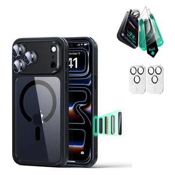 iPhone 17 Pro Bundle Classic Hybrid Magnetic Case (Camera Control) and Armorite Screen Protector - Clear Black
