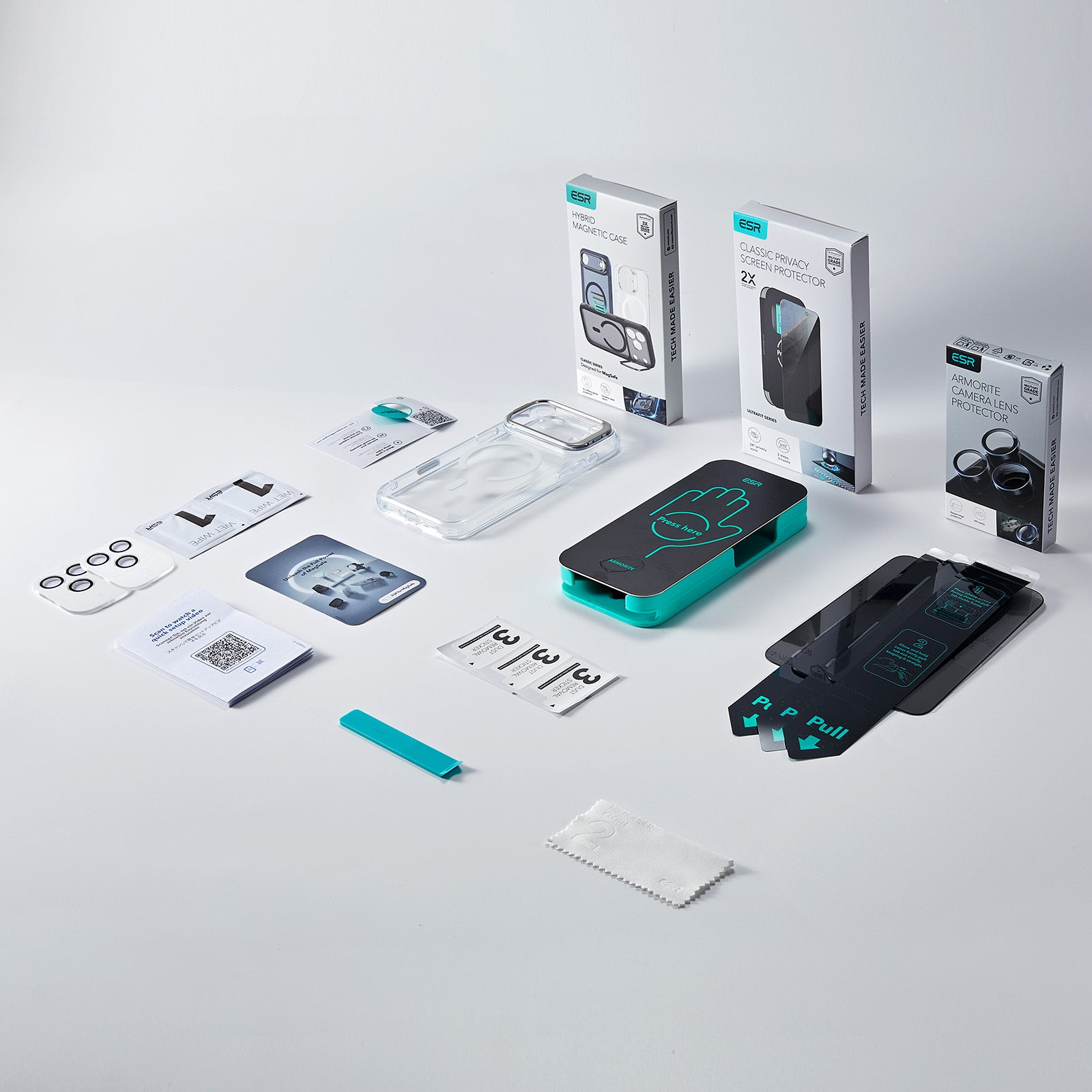 iPhone 17 Pro Max Bundle Classic Hybrid Magnetic Case (Camera Control, Stash Stand) and Armorite Privacy Screen Protector - Clear  Product type