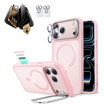 iPhone 17 Pro Bundle Classic Hybrid Magnetic Case (Stash Stand) and Armorite Pro Privacy Screen Protector - Frosted Bubblegum Pink  Product type