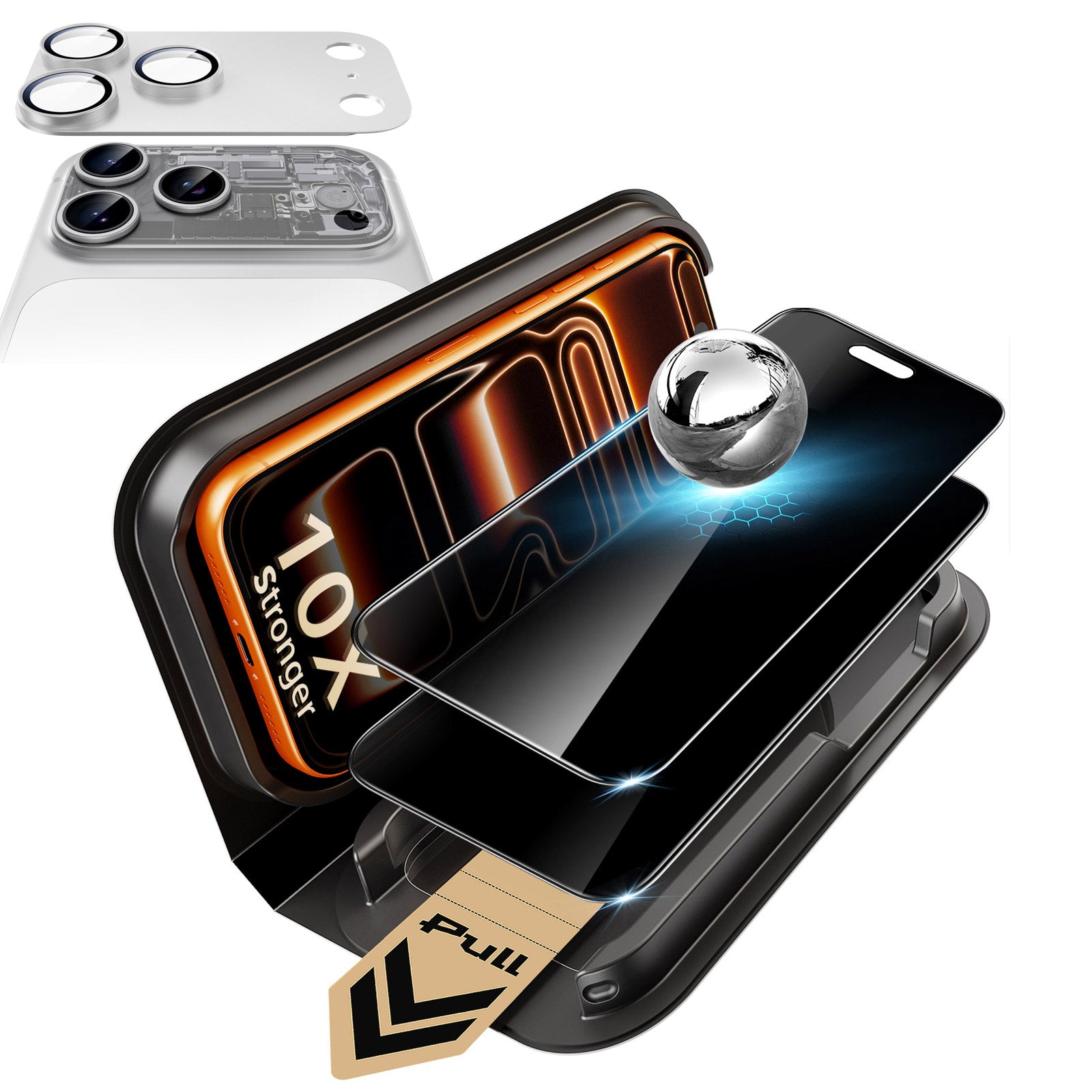 iPhone 17 Pro Bundle Armorite® Pro Privacy Screen Protector and Camera Lens Protector (Full Coverage) - Silver  Product type