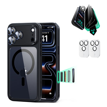 iPhone 17 Pro Max Bundle Classic Hybrid Magnetic Case (Camera Control) and Armorite Privacy Screen Protector - Clear Black