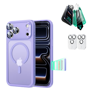 iPhone 17 Pro Max Bundle Classic Hybrid Magnetic Case (Camera Control) and Armorite Screen Protector - Frosted Purple